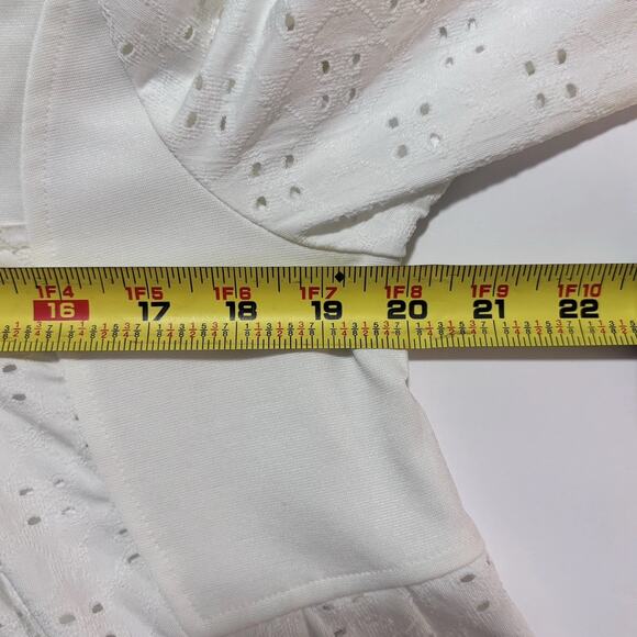 Cupio Full Zip Sweater Lrg White Eyelet Cowl Neck Drawstring Swing Shape Tunic - Picture 9 of 12